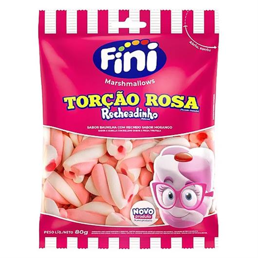 Marshmallow Fini Torção Rosa Recheadinho 80g - Imagem em destaque