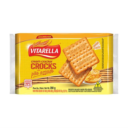 Biscoito Cream Cracker Pão Assado Vitarella Crocks Pacote 350g - Imagem em destaque