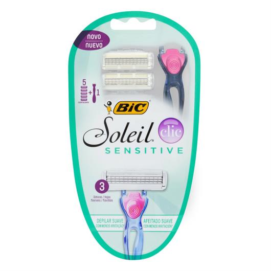 Kit 1 Aparelho Recarregável + 5 Cargas para Depilar Sensitive Bic Soleil Clic - Imagem em destaque