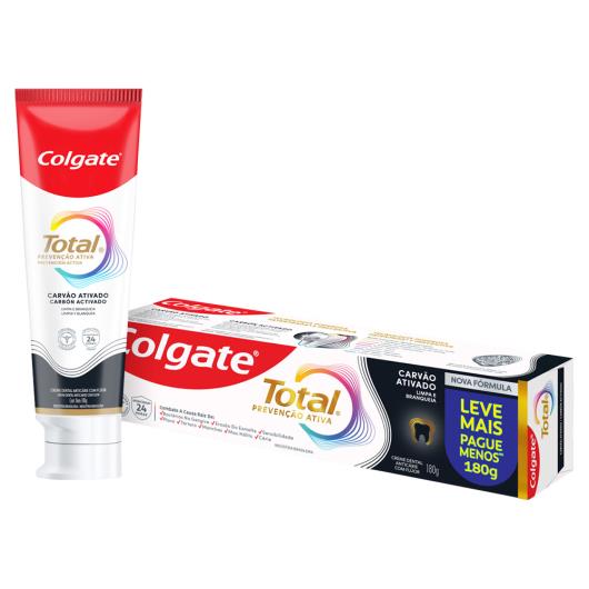 Creme Dental Carvão Ativado Colgate Total Prevenção Ativa 180g Leve Mais Pague Menos - Imagem em destaque