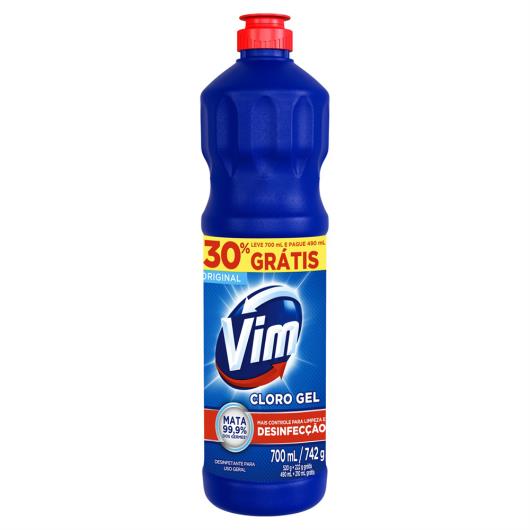 Desinfetante Uso Geral Cloro Gel Original Vim Frasco Leve 700ml Pague 490ml - Imagem em destaque