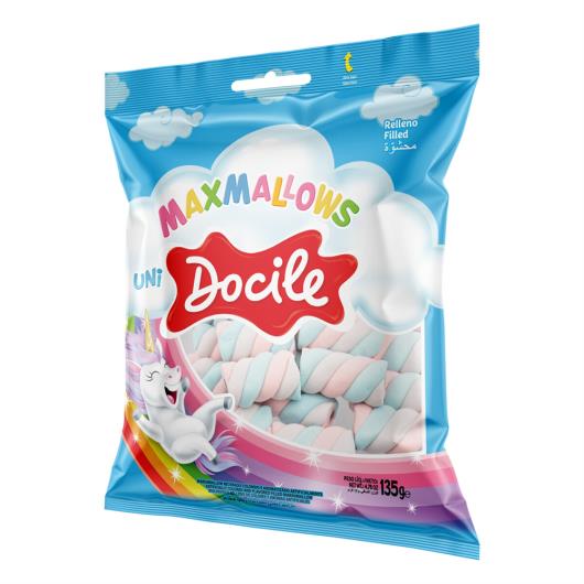 Marshmallow Baunilha Recheio Morango Uni Docile Maxmallows Pacote 135g - Imagem em destaque