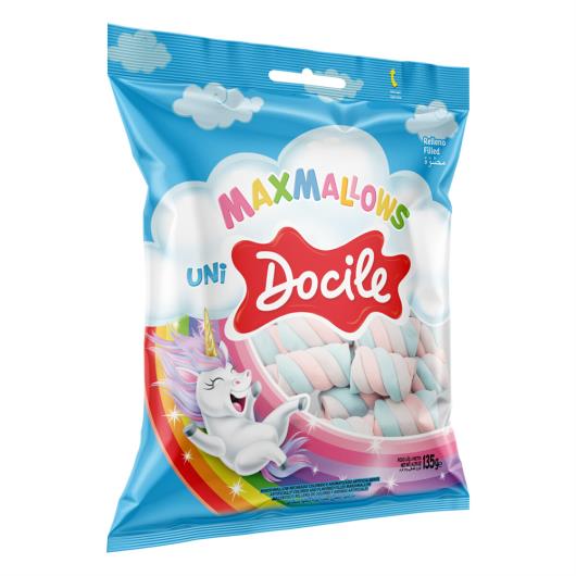 Marshmallow Baunilha Recheio Morango Uni Docile Maxmallows Pacote 135g - Imagem em destaque