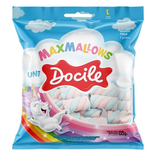 Marshmallow Baunilha Recheio Morango Uni Docile Maxmallows Pacote 135g - Imagem em destaque