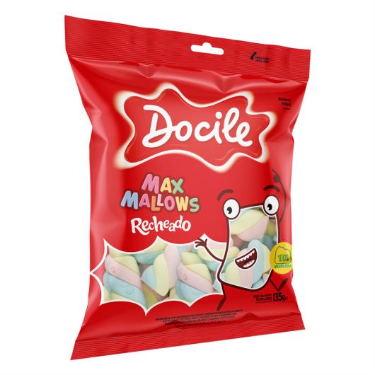 Marshmallow Baunilha Recheio Morango Twist Color Docile Maxmallows Pacote 135g - Imagem em destaque