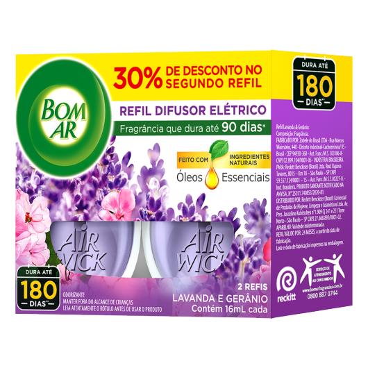 Pack Odorizador de Ambiente Lavanda e Gerânio Bom Ar Air Wick Caixa 16ml Cada 2 Unidades Grátis 30% de Desconto no Segundo Refil - Imagem em destaque