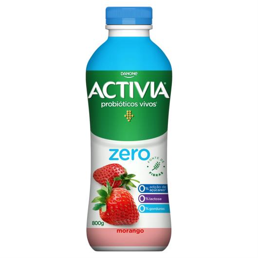 Leite Fermentado Desnatado Morango Zero Lactose Activia Zero Garrafa 800g - Imagem em destaque