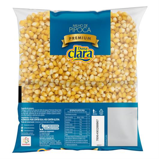 Milho para Pipoca Tipo 1 Dona Clara Premium Pacote 500g - Imagem em destaque