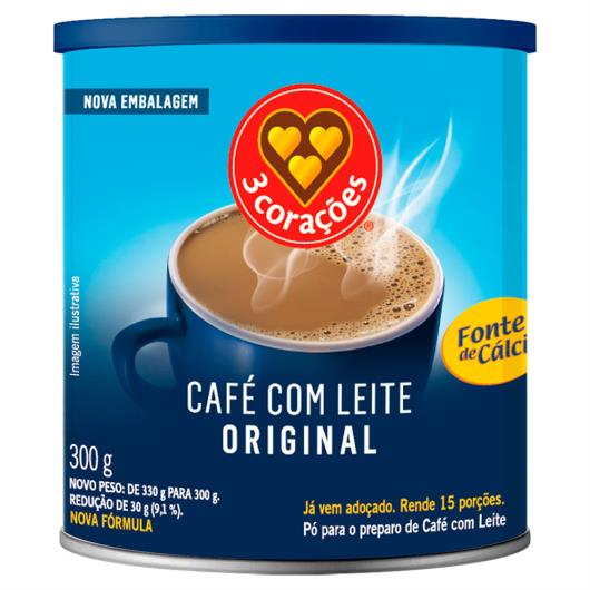 Café com Leite Solúvel Original 3 Corações Lata 300g - Imagem em destaque