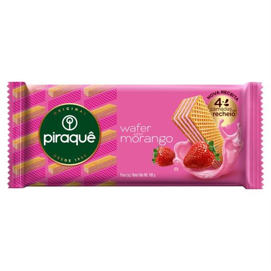 Biscoito Wafer Recheio Morango Piraquê Pacote 100g - Imagem em destaque