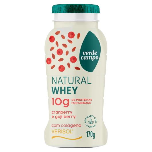 Iogurte Desnatado Cranberry e Goji Berry Zero Lactose Verde Campo Natural Whey Frasco 170g - Imagem em destaque