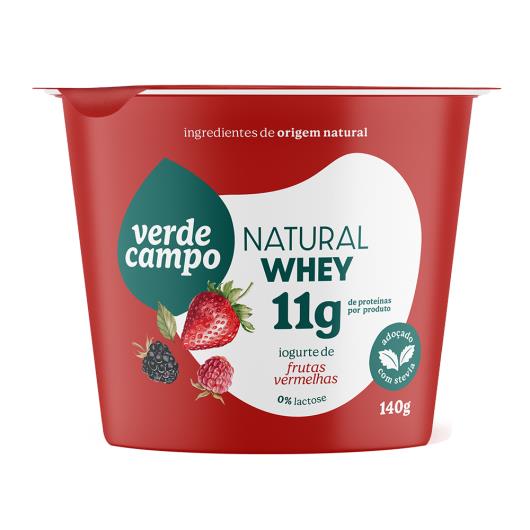 Iogurte Bicamada Frutas Vermelhas 11g de Proteínas Verde Campo Natural Whey Pote 140g - Imagem em destaque