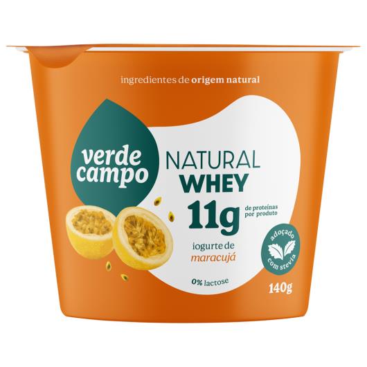 Iogurte Bicamada Maracujá 11g de Proteínas Verde Campo Natural Whey Pote 140g - Imagem em destaque