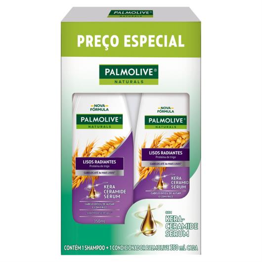 Kit Shampoo + Condicionador Palmolive Naturals Lisos Radiantes 350ml Cada - Imagem em destaque