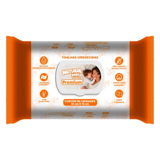 Toalha Umedecida Natural Baby Wipes Premium 80 Unidades 19x15cm - Imagem em destaque
