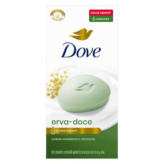 Pack Sabonete Barra Erva-Doce e Camomila Dove Envoltório 6 Unidades 90g Cada Leve Mais Pague Menos - Imagem em destaque