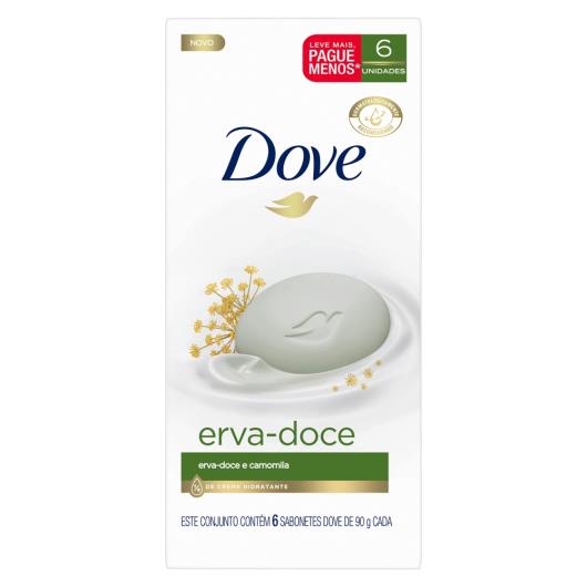 Pack Sabonete Barra Erva-Doce e Camomila Dove Envoltório 6 Unidades 90g Cada Leve Mais Pague Menos - Imagem em destaque