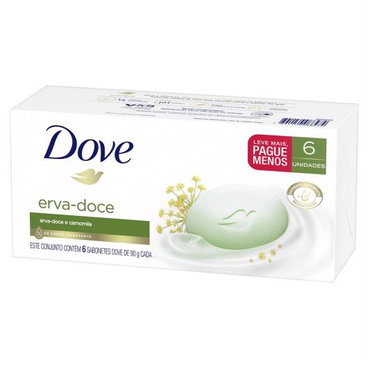 Pack Sabonete Barra Erva-Doce e Camomila Dove Envoltório 6 Unidades 90g Cada Leve Mais Pague Menos - Imagem em destaque