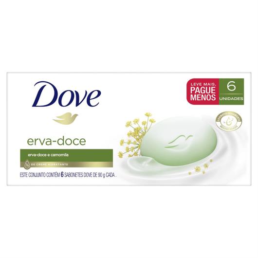 Pack Sabonete Barra Erva-Doce e Camomila Dove Envoltório 6 Unidades 90g Cada Leve Mais Pague Menos - Imagem em destaque