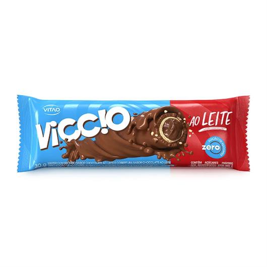 Wafer Vitao Viccio Roll Zero Adição Açúcares Chocolate ao Leite 30g - Imagem em destaque