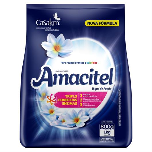 Lava-Roupas Pó Roupas Brancas e Coloridas Toque de Poesia Amacitel Pacote 800g - Imagem em destaque