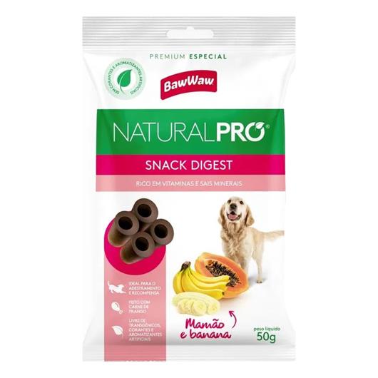 Snack Para Cães Baw Waw Natural Pro Digest Mamão e Banana 50g - Imagem em destaque