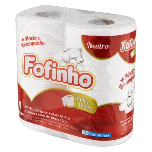 Papel Higiênico Folha Dupla Neutro Fofinho 30m Pacote 4 Unidades - Imagem em destaque