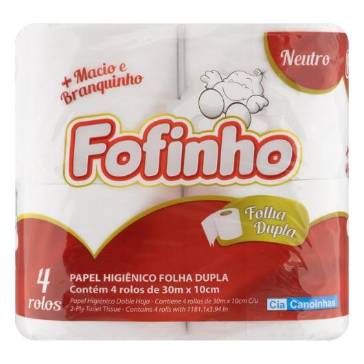 Papel Higiênico Folha Dupla Neutro Fofinho 30m Pacote 4 Unidades - Imagem em destaque