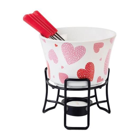 Conjunto Para Fondue Brinox Coração Cerâmica 7 Peças - Imagem em destaque