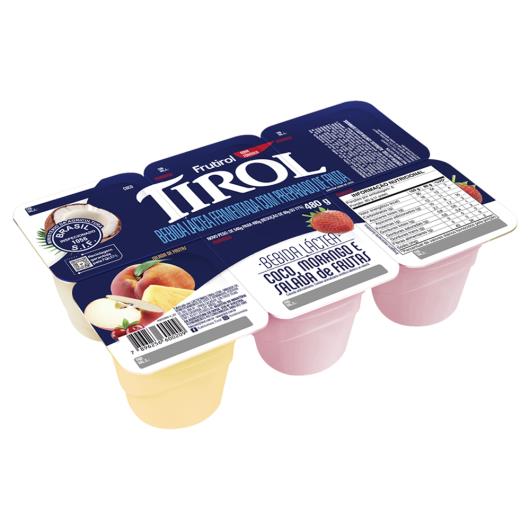 Bebida Láctea Fermentada Tirol Frutirol Coco + Morango + Salada de Frutas Bandeja 480g 6 Unidades - Imagem em destaque