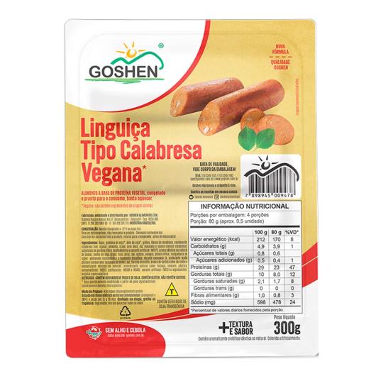 Linguiça Tipo Calabresa Vegana Goshen Vegges Congelada 300g - Imagem em destaque