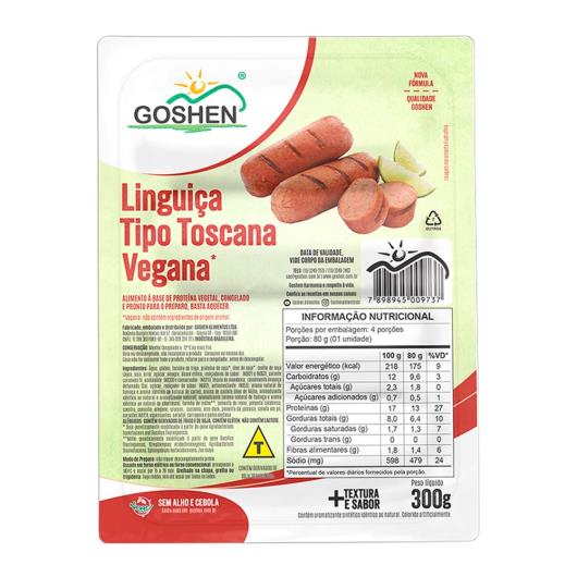 Linguiça Tipo Toscana Vegana Goshen Vegges Congelada 300g - Imagem em destaque