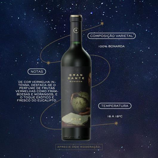 Vinho Argentino Tinto Seco Gran Dante Bonarda Mendoza Garrafa 750ml - Imagem em destaque