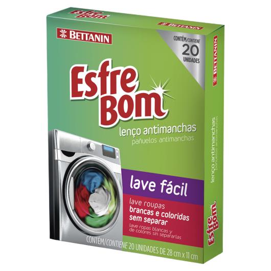 Lenço Antimanchas para Máquina de Lavar Lave Fácil Esfrebom 20 Unidades - Imagem em destaque