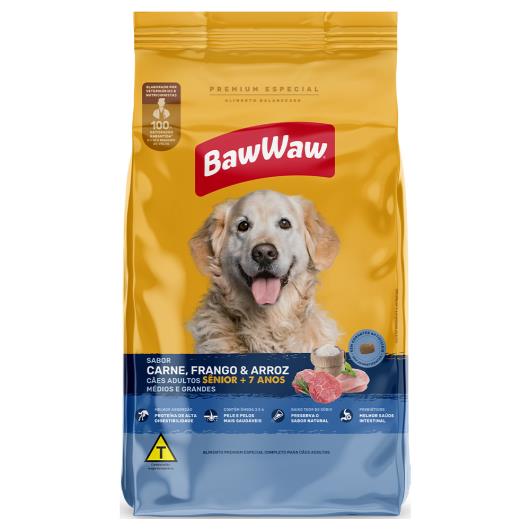 Alimento Cães Baw Waw Adultos Sênior Médios e Grandes Carne & Frango 2,4kg - Imagem em destaque