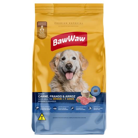 Alimento Para Cães Baw Waw Adultos Sênior Médios e Grandes Carne & Frango 5kg - Imagem em destaque