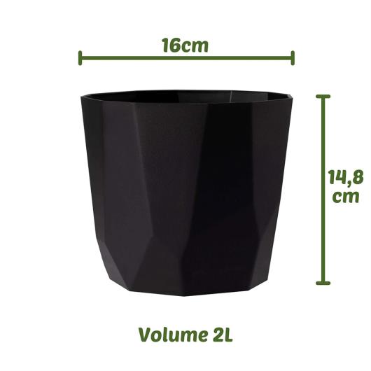 Vaso West Garden Diamante Cachepot Preto Unidade - Imagem em destaque