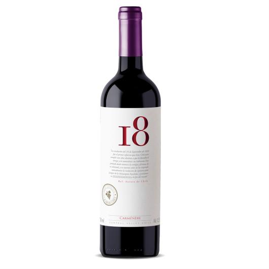 Vinho Chileno Tinto Seco 18 Carménère Valle Central Garrafa 750ml - Imagem em destaque