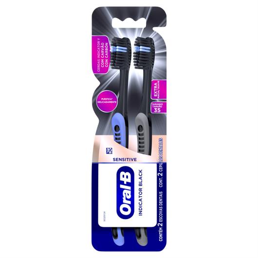 Escova Dental Extramacia Sensitive Oral-B Pro-Saúde Indicator Black 2 Unidades - Imagem em destaque