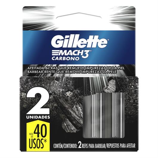 Carga de Aparelho para Barbear Gillette Mach3 Carbono 2 Unidades - Imagem em destaque