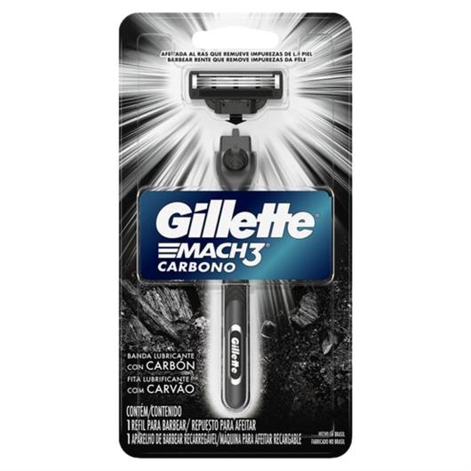 Aparelho Recarregável e Carga para Barbear Gillette Mach3 Carbono - Imagem em destaque