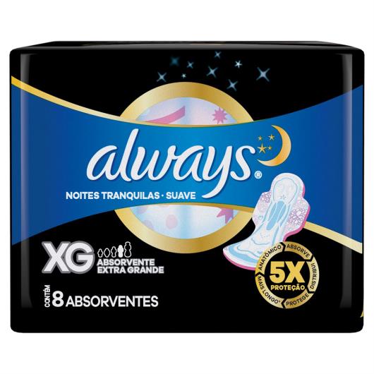 Absorvente com Abas Suave Always Noites Tranquilas Extra Grande Pacote 8 Unidades - Imagem em destaque