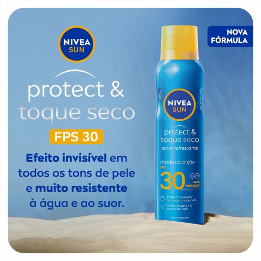 Protetor Solar FPS 30 Nivea Sun Protect & Toque Seco Frasco 200ml Spray - Imagem em destaque