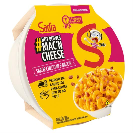 Mac'n Cheese Cheddar & Bacon Sadia Hot Bowls Pote 300g - Imagem em destaque