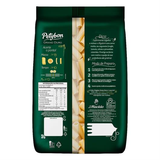 Macarrão de Sêmola de Trigo Grano Duro Rigatoni Petybon Pacote 500g - Imagem em destaque