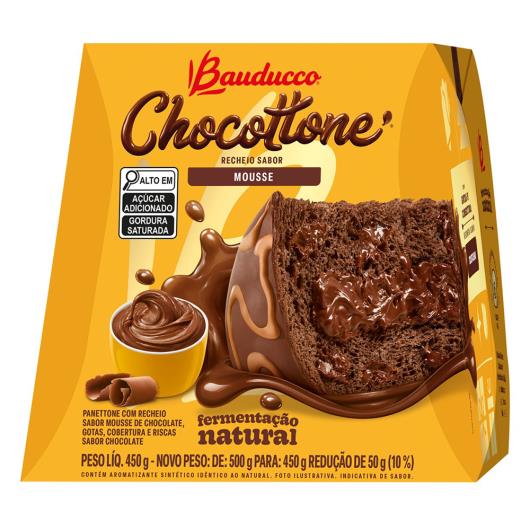 Panettone Chocolate Recheio Mousse Cobertura Chocolate Bauducco Chocottone Caixa 450g - Imagem em destaque