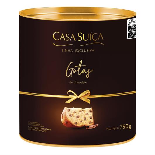 Panettone com Gotas de Chocolate ao Leite Casa Suíça Exclusiva Lata 750g - Imagem em destaque