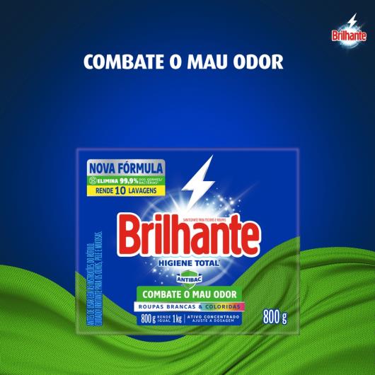 Lava-Roupas Pó Roupas Brancas e Coloridas Brilhante Higiene Total Antibac Caixa 800g - Imagem em destaque