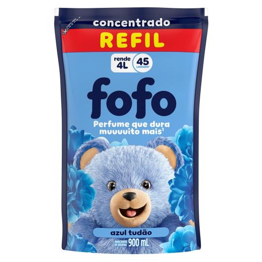 Amaciante de Roupa Concentrado Azul Tudão Fofo Sachê 900ml Refil - Imagem em destaque
