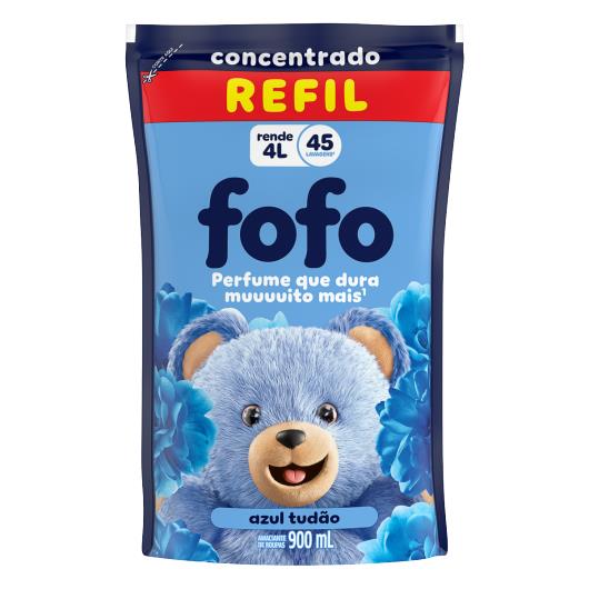 Amaciante de Roupa Concentrado Azul Tudão Fofo Sachê 900ml Refil - Imagem em destaque